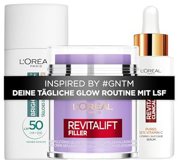 Deine tägliche Glow-Routine mit LSF: inspiriert von #GNTM - Vitamin C Serum, Bright Reveal Fluid & Revitalift Filler Creme – für strahlende Haut, Schutz & Feuchtigkeit [Exklusiv bei Amazon]