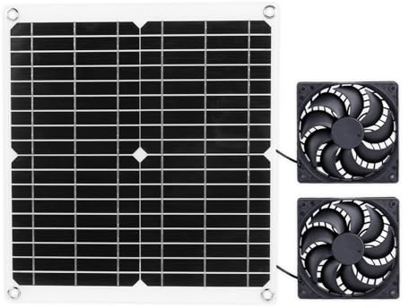 Dixhills 12W Solarpanel Doppellüfter, Solar Abluftventilator, Solarlüfter für Haustierhäuser im Freien, Gewächshäuser, Schuppen, Ansaug- oder Abluftventilator