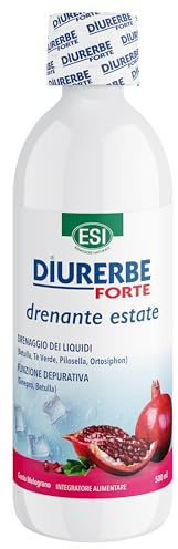 ESI Diurerbe Forte, Diuretico e Drenante a Base di Estratti Vegetali, Potassio e Magnesio, Favorisce il Drenaggio dei Liquidi in Eccesso, Elimina Gonfiore e Pesantezza, Gusto Melograno, 500ml