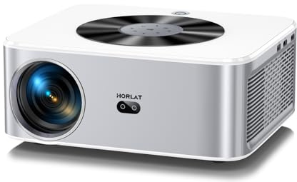 Proiettore HORLAT supporta 4K, Full HD 1080P Wifi 6 e Bluetooth zoom 50% proiettore portatile,videoproiettore per T4V Stick/Home Theater