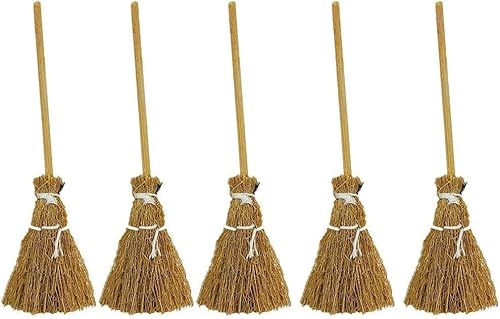 5Pcs Witch Broomstick Set, Miniature Broom Props, Fairy Decoration, Cinnamon Broom, Sweeping Tools, Angle Brooms Dollhouse Accessories