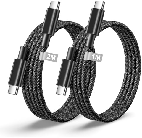 Câble USB C vers USB C [1M+2M /Lot de 2], PD 60W Cable USB-C Charge Rapide Type C Câble Chargeur pour iPhone 17 16 15 Pro Max Air 16e, iPad Pro, Samsung Galaxy S25 Ultra S24 S23 S22, Google, Xiaomi