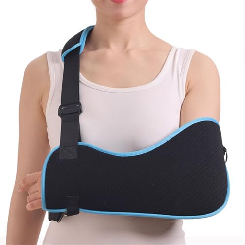 HAGJII Adjustable Arm Sling Shoulder Immobilizer with Thumb Holder, Breathable Sling for Shoulder Injury Rotator Cuff Tears, Fractures, Dislocations & Post-Surgical Recovery(Black+Composite Fabric)