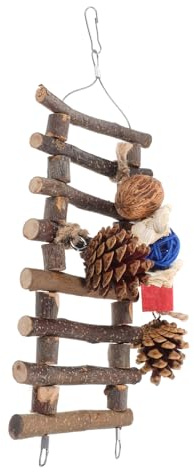 SEWACC Juguetes para Masticar para Loros de Madera Juguete para Colgar y Escalar para Jaulas de Pájaros Pinos y Escalera