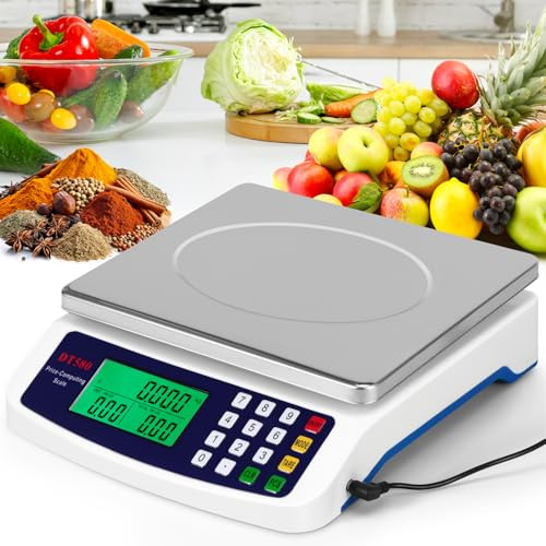 66lb/30kg Deli Electronic Commercial Price Computing Scale With LCD Display, Stainless Steel Platform & Charging Cable,Food Weighing Scales For Store, Kitchen, Restaurant Market, Meat, Food,Fruit