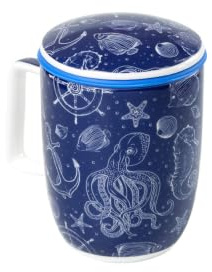TEA SHOP - Taza de Té o Infusiones con filtro, infusor y tapa - Taza Harmony Thalassa - Fabricada en Porcelana