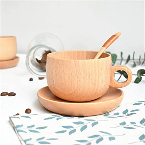 Träskål for frukt och sallad, 1 set salladstallrikar skål hushållsartiklar, träkopp bokträ kaffekopp tredelad massivt
