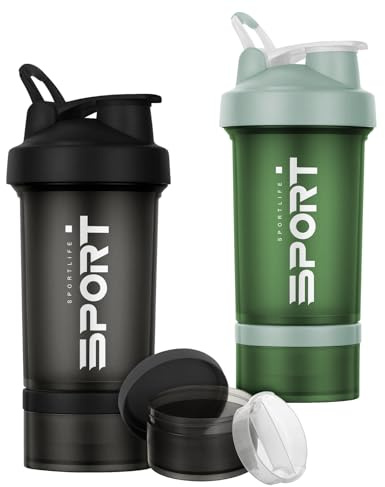 Alaoo Proteinshaker, proteinshakerflaska, fitnessshaker med 1 plastmixboll, BPA-fri och läckagesäker proteinshaker med mätskala för proteinpulver och proteinshakes