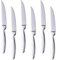 BISDARUN Acier Inoxydable acuité Argent Couteau à Steak, 6 Pièces 18/0 élégant Conception Couteau à Vaisselle avec Poli Miroir, Lavable au Lave-vaisselle