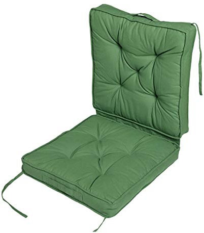 HOMESCAPES Dark Green Travel Booster Cushion Large Firm 50 cm Square Seat Pad and Backrest Luxury Thick Soft Cotton Supportive Car Cushion For The Elderly, Post-Operative and Lumbar Support