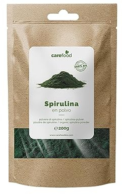 Carefood - Spirulina Polvere Bio - 200 g - Alga Spirulina in Polvere - Superalimenti - Effetto Saziante - Spirulina Bio