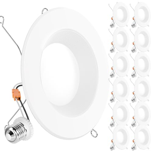Sunco 12 Pack 6 Inch LED Recessed Light, Retrofit Downlight Can Lights for Ceiling, Baffle Trim, 1050 LM, 13W (75W Equivalent), 4000K Cool White, Dimmable, Damp Rated UL.