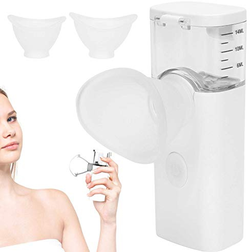 Rociador de nano niebla para ojos faciales, vaporizador frío 2 en 1, rociador de niebla hidratante, mini humidificador facial, práctico vaporizador, nebulizador, atomizador para el cuidado(Blanco)