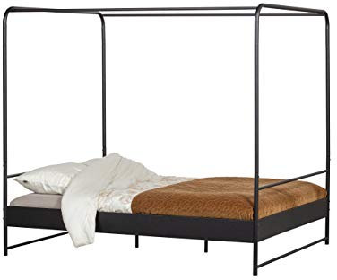 vtwonen Industrial Himmelbett Jugendbett Koje Schwarz Metall in DREI Größen (160 x 200 cm)