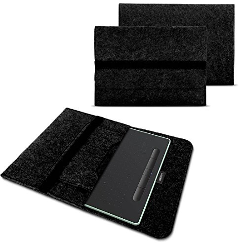 NAUC Sleeve Hülle kompatibel mit One by Wacom CTL - 672 - N Grafiktablett Tasche Stifttablett Cover strapazierfähiger Filz mit Innentaschen und sicherem Verschluss, Farbe:Dunkelgrau