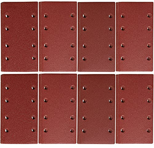 STEBRUAM 48 Pieces Sanding Pads,93 x 185 mm Square Hook and Loop Sanding Sheets Assorted 40/60/ 80/120/ 180/240/ 320/400/ Grits Fit Rectangular Sander