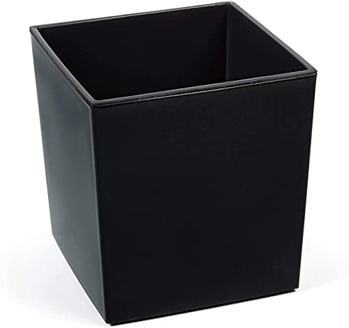 Gordanluk, Low Flowerpot, Square Shiny Gloss Flowerpot with internal liner, indoor plant pot, outdoor plant pots, plastic plant pots white, black, grey, Patio (Black, 19 x 19 x 19.5cm)