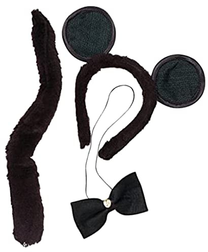 Dreamzfit® Adult Mickey Mouse Costume Set - Official Disney Style Outfit with Ears Headband, Bow Tie & Tail for World Book Week, Cosplay, Theme Parks & Parties