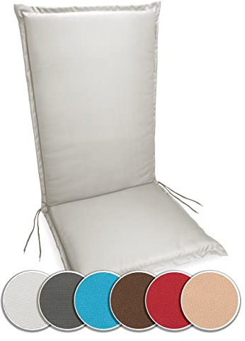 sunnypillow Hochlehner Auflage 100% Wasserdicht 120 x 50 - Polsterauflage extra Dicke 9cm - Sitzauflagen für Gartenmöbel, Sitzpolster für Gartenstuhl - Sitzkissen Outdoor - Stuhlauflage Grau