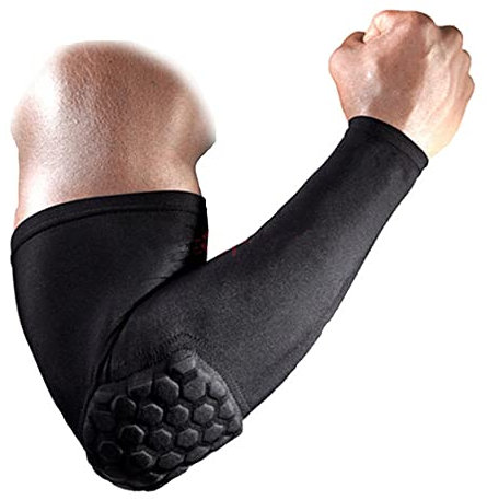 LTLCLZ 1Stück Armmanschette Armband Ellenbogenstütze Basketball Armmanschette Atmungsaktiv Fußball Sicherheit Sport Ellenbogenschoner Brace Protector,Schwarz,S