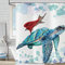 Hnmdmyi Cortina de Baño Divertida 180x200, Cortinas de Baño Gato Turquesa Tortuga Marina Océano Bajo el Agua Cortina de Baño Infantil Tejido de Poliéster Impermeable Lavable para Baño con Ganchos