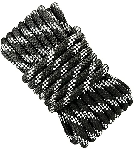 12mm Hochfestes Polyesterseil. 10M. Schwarz mit Weiß