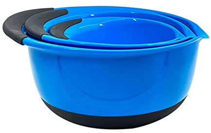 Insalatiera, ciotole da portata, zuppiera, grandi ciotole in plastica antiscivolo con beccuccio, set di ciotole for mescolare, ciotole for cucina, insalata, set di verdure-rosso-3 ( Color : Schwarz ,