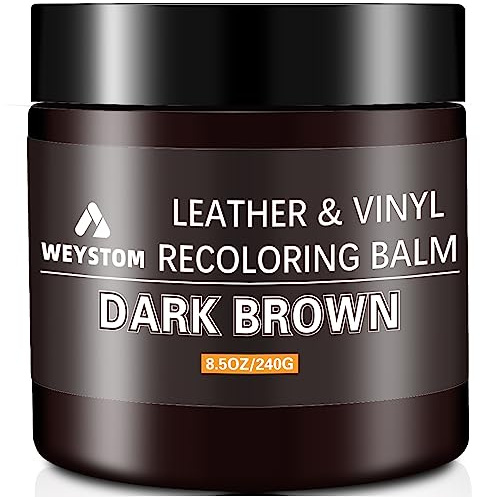WEYSTOM Baume de recoloration en brun foncé pour cuir - Kit de réparation et de restauration pour cuir vieilli, émoussé, craquelé