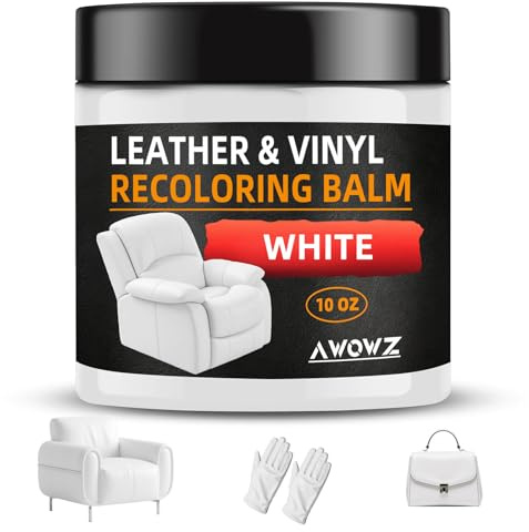 AWOWZ Ledersofa Reparatur-Set – 240 ml Recoloring Balsam zur professionellen Aufarbeitung von verblassten & zerkratzten Ledermöbeln | Weiß Leder-Pflegebalsam für Sofas, Sessel und Couchen
