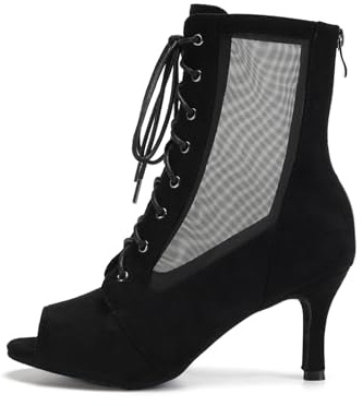 HIPPOSEUS Zapatos de Baile Latino Mujer Botines Bachata y Salsa Tacon Alto Botas de Danza