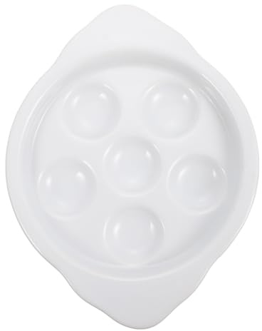 Cabilock Escargot Baking Dish Ceramic Snail Plate 6-Hole Oven Safe Grilled Snail Serving Tray 6.89X5.31 Inch French Style Appetizer Dish
