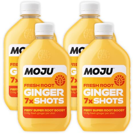 MOJU Ginger Dosing Bottles (4 x 420ml Pack, 28 Shots Total) Immune Support, Natural Ingredients, No Added Sugars or Sweeteners, Vegan, Ginger Shot