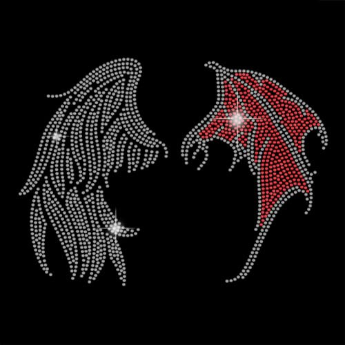 SUPERDANT Engel Teufel Eisen Auf Strass Transfer Silbrig Rote Flügel Kristall Wärme Aufkleber Halloween Dekor Bling Patch Kleidung Reparatur Applikation Schuhe Hut Dekor DIY Zubehör