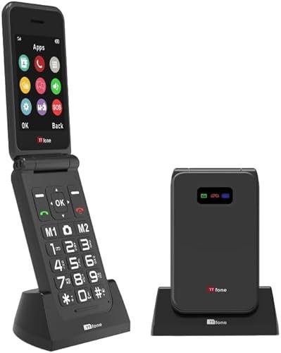 TTfone TT760 4G USB-C Mobile Phone for the Elderly, Simple and easy to use flip folding cell cheap and easy to use, Vodafone Pay as you go with £10 Credit (with Mains Charger, Black)