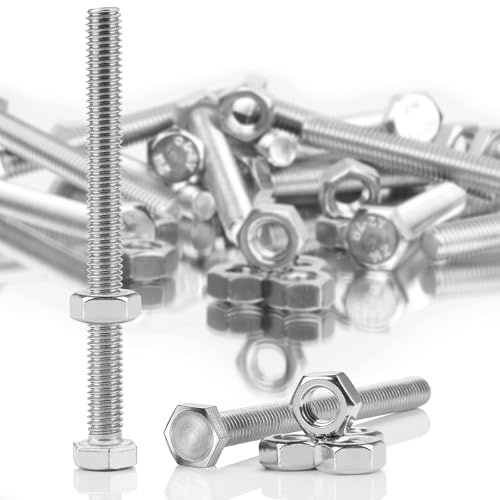 SWTYExt 20 Sätze Sechskantschrauben M6x70 mm Edelstahl Schrauben M6 | Bolzen mit Muttern, Edelstahlschrauben A2 V2A, DIN 933/ISO 4017, Außensechskant, Maschinenschrauben, Vollgewinde, für Möbel