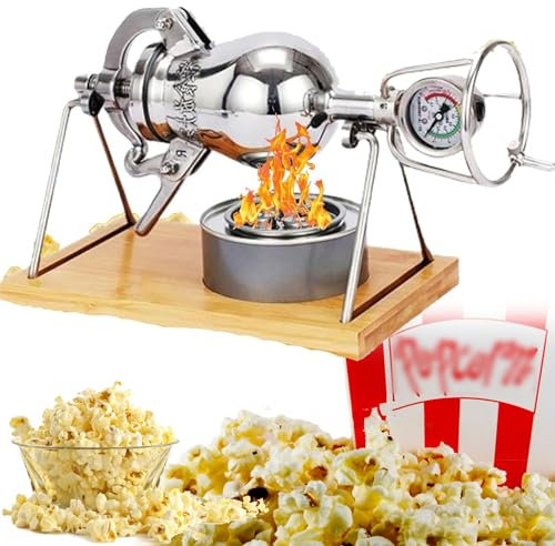 YANGYMM High Pressure Popcorn Maker, Chinese Traditional Old-Fashioned Pop Corn Machine, Hand Crank Retro Popcorn Machine With Pressure Gauge, for Home Party Mini Popcorn Maker,300ml