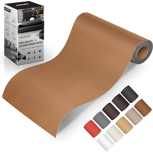 Leder kunstleder selbstklebend, 10 x 200cm leder reparatur set für Möbel, Sofa, Autositze, Taschen, Leder Reparatur und Renovierung(Hellbraun)