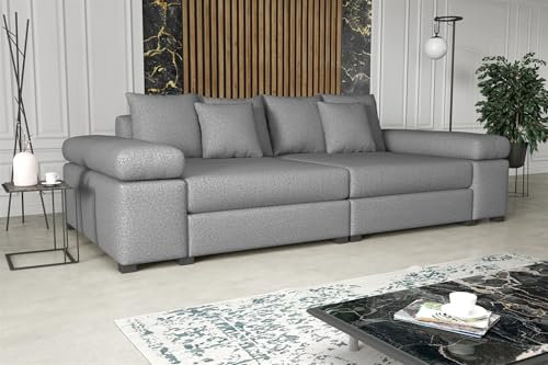 Fun Möbel Big Sofa Couchgarnitur Megasofa Riesensofa Arezzo in Stoff Now or Never (Hellgrau)