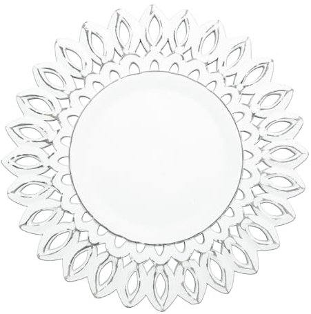 White Wood Charger for Dinner Plates Set of 2 - Decorative Sunflower Design 13 Inch Round Wooden Placemat for Dining Table Décor/Family Gathering/Wedding/Christmas/New Year/Party/Events & Everyday Use
