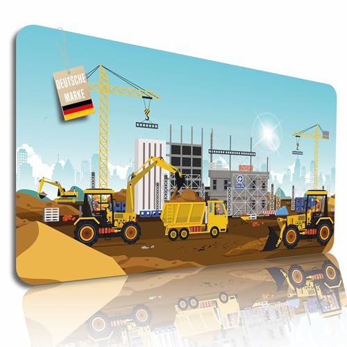 Schreibtischunterlage Kinder abwischbar 80x40 cm Schreibtisch Unterlage & Tischunterlage Schreib-Tisch Deskmat & Unterlage Robuste Malunterlage Schreibtisch Unterlegmatte (Baustelle)