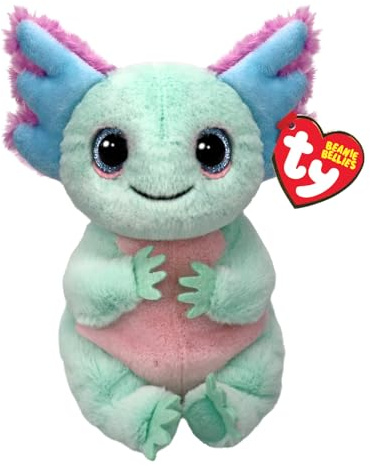 Ty Beanie Bellies - Alex l'Axolotl Pastello con gli Occhioni Azzurri Glitter, i Coccolosi Animaletti di Peluche con il Pancino Morbido Originali 20 Cm - T41510