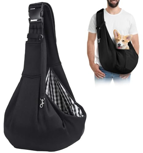 Forhandy Hundetragetasche, Tragbare Haustier Hundetasche Wendbarer-Schwarz | Tragetasche Hund bis 7.5kg mit Verstellbare Schultergurt und Fronttasche zum Aktivitäten im Freien/Spaziergang/Ausflüge
