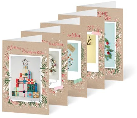 Unicef Weihnachtskarten Set (10 St., 5 Motive) Moderne Weihnachtspolaroids - Spendenkarten - Premium Klappkarten inklusive Briefumschlag - hochwertige Grußkarten made in Germany 17,5 x 11,7 cm