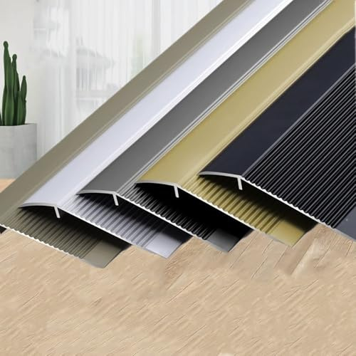 Rutschfester Übergangsprofil Höhenausgleich 1.5-5cm Boden Übergangsleiste aus Aluminium Ausgleichsprofil für Holz-zu-Fliesen, Teppich Zu Laminat, Türschwelle(Silver,120cm)