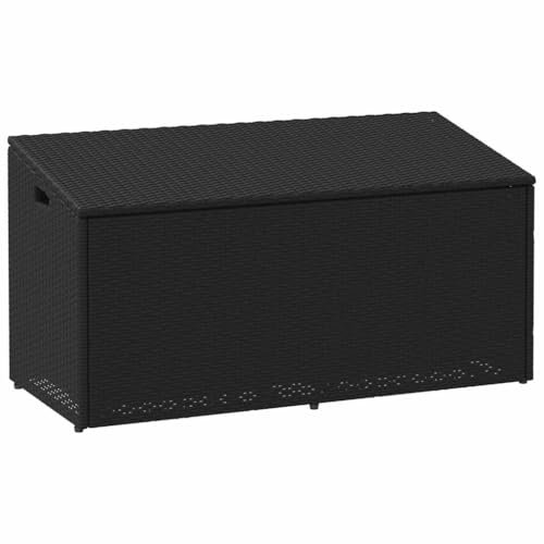Gecheer Garten-Auflagenbox Aufbewahrungsbox Gartenbox Kissenbox Gartenmöbel Garten Box Garten Holztruhe Outdoor Truhe 110x50x58 cm Poly Rattan Schwarz