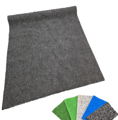 MadeInNature, Gazon synthétique Extérieur, PREMIUM, Gazon artificiel, faux gazon au mètre, Idéal pour terrasse balcon et jardin, Anthracite 1,33x4m