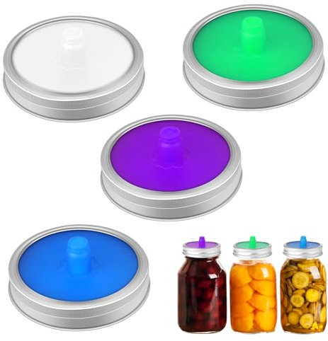 4 Stück Mason Jar Deckel,Silikon Einmachglas Deckel,Lebensmittelqualität Fermentiergewichte,Wiederverwendbar Fermentierdeckel für Kimchi,Sauerkraut,Gurken