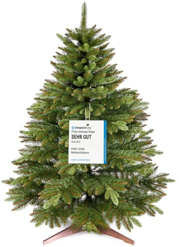 Árbol de Navidad Artificial Premium 120cm – Ramas Densas y Realistas, con Soporte de Madera y Bolsa de Almacenamiento – Arbol Navidad Artificial de Pure Living