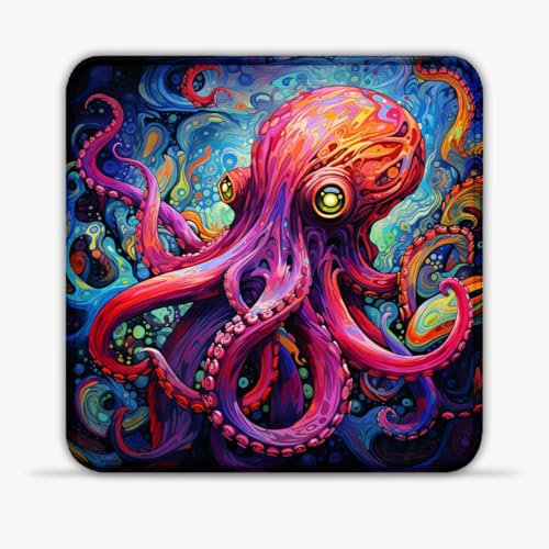 Tappetino per mouse da gioco portatile Art Octopus (20 x 20) cm 7.87 (in) Tappetino per mouse su superficie in tessuto fibra superfine tappetino per mouse da scrivania compatibile con mouse laser e
