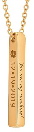 Generico Collana Unisex Personalizzabile con Incisione – Ciondolo Rettangolare in Acciaio Inossidabile – Frasi Motivazionali o Testo a Scelta – Colori Oro, Argento, Oro Rosa, Nero (Oro)